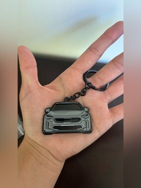 Custom made Kia Stinger Wolf Grey Car Silhouette Keychain